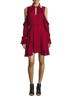 Iro Hanie Women’s Cold-Shoulder Ruffle Red Dress